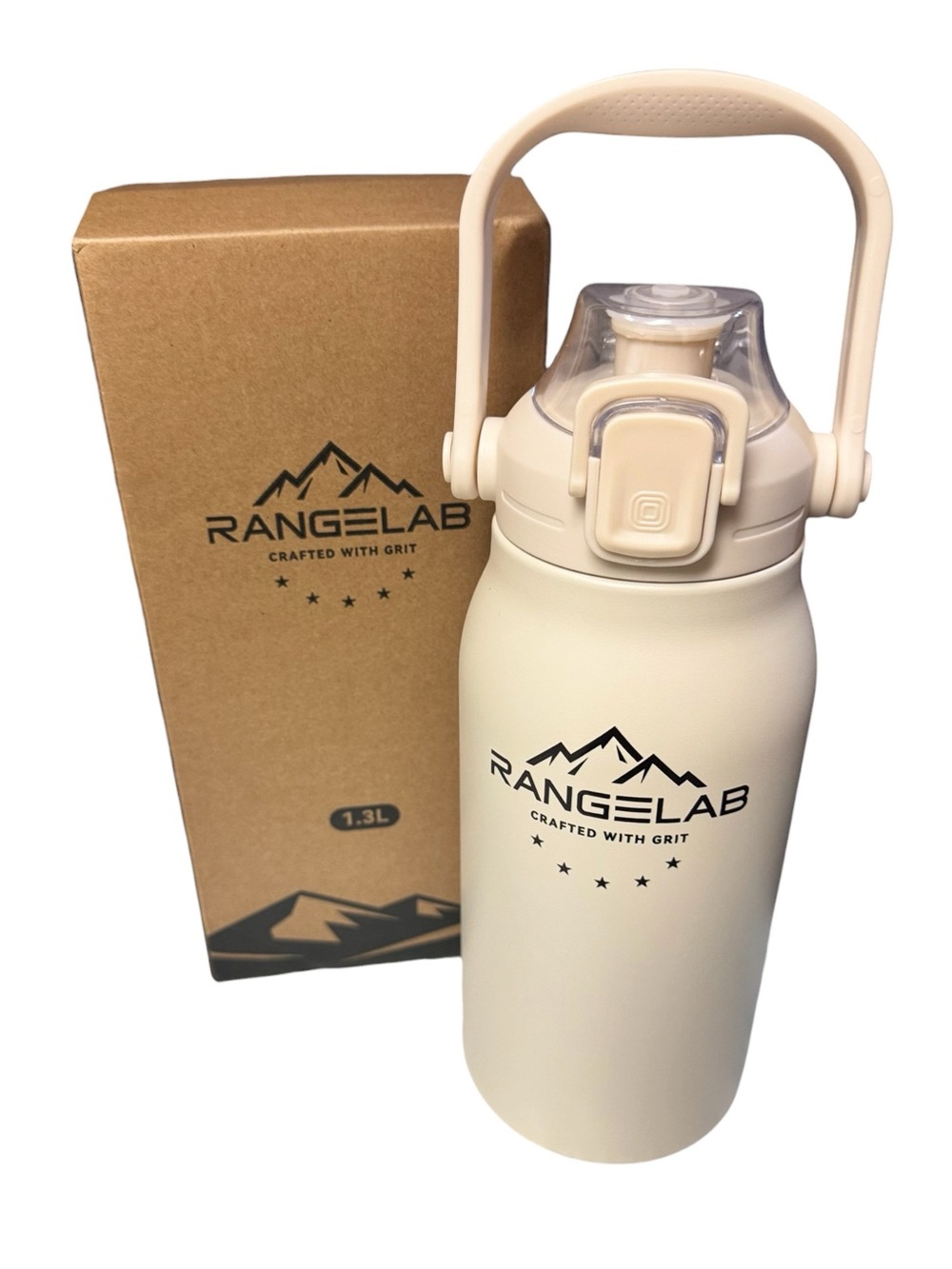 Rangelab Beige Insulated Water Bottle Tumbler 45oz Hydration Powerhouse NIB $45